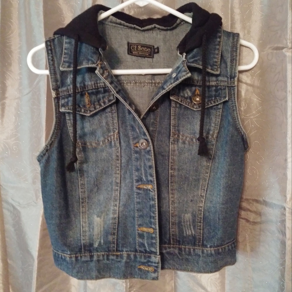 🤘Sleeveless Denim Hoodie